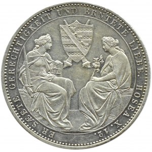 Deutschland, Sachsen, Friedrich August II., Zwei-Alarm 1854 F, posthume Ausgabe, Stuttgart, SCHÖN!