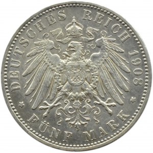Germany, Saxony-Meiningen, Georg II, 5 marks 1908 D, Munich