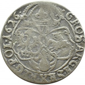 Zikmund III Vasa, šestipence 1626, erb půlkozy, Krakov