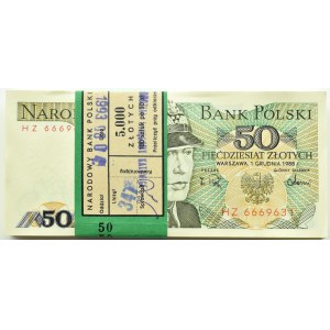Polska, PRL, paczka bankowa 50 złotych 1988, Warszawa, seria HZ