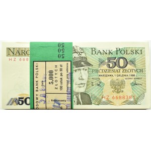 Polska, PRL, paczka bankowa 50 złotych 1988, Warszawa, seria HZ