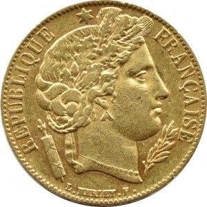 France, Second Republic, Ceres, 20 francs 1851, Paris, NICE