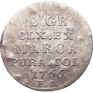 Stanislaw A. Poniatowski, 2 silver pennies (half gold) 1766 F.S. - DESTRUKT, Warsaw