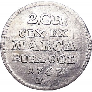 Stanislaw A. Poniatowski, 2 silver pennies (half gold) 1767 F.S., Warsaw, OKAZOWY