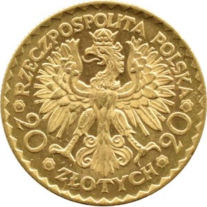 Polsko, Druhá republika, Boleslav Chrobrý, 20 zlotých 1925, Varšava, žlutá odrůda