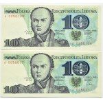 Poland, People's Republic of Poland, J. Bem 10 zloty 1982, series A, Warsaw, two consecutive issues, UNC