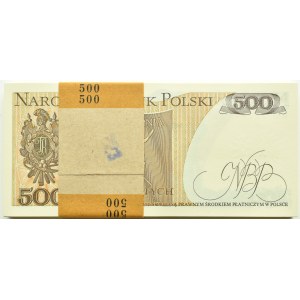 Polska, PRL, paczka bankowa 500 złotych 1982, Warszawa, seria GG, UNC