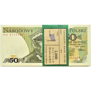 Poland, PRL, bank parcel 50 zloty 1988, Warsaw, HU series, UNC