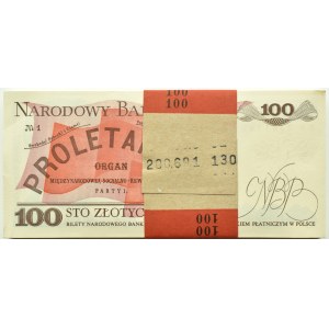 Polsko, PRL, bankovní balík 100 zlotých 1988, Varšava, sera PP, UNC