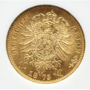 Německo, Prusko, Vilém I., 10 marek 1873 A, Berlín, NGC MS67