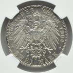 Německo, Sasko, Georg, 2 marky 1904 E, Muldenhütten - posmrtné vydání, NGC MS61