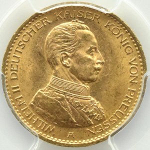 Niemcy, Prusy, Wilhelm II w mundurze, 20 marek 1913 A, Berlin, PCGS MS63