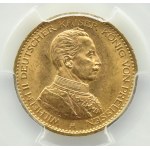 Německo, Prusko, Vilém II. v uniformě, 20 marek 1913 A, Berlín, PCGS MS63