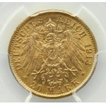 Německo, Prusko, Vilém II. v uniformě, 20 marek 1913 A, Berlín, PCGS MS63