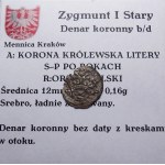 Sigismund I the Old, denarius without date, Cracow