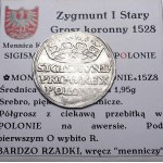 Zygmunt I Stary, grosz 1528, Kraków, PIĘKNY
