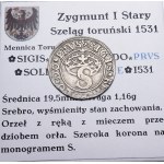 Sigismund I the Old, 1531 shilling, Toruń BEAUTIFUL