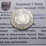 Sigismund I the Old, penny 1533, Toruń BAD