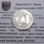 Sigismund I the Old, penny 1533, Toruń RARE and BEAUTIFUL