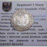 Sigismund I the Old, 1534 penny, Toruń VERY RARE
