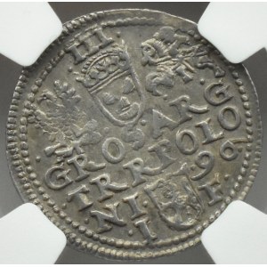 Sigismund III. Vasa, Trojak 1596, Olkusz, NGC AU55