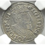 Zikmund III Vasa, trojak 1596, Olkusz, NGC AU55