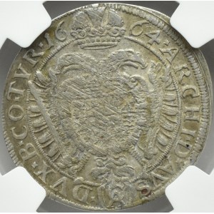 Austria, Leopold I, 15 krajcars 1664 CA, Vienna, NGC AU Details