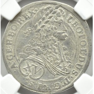 Austria, Leopold I Habsburg, 15 krajcarów 1696, Wiedeń, NGC AU Details