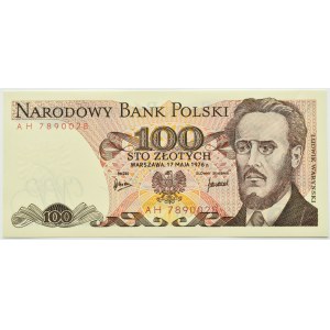 Polen, PRL, L. Waryński, 100 Zloty 1976, Serie AH, Warschau, UNC
