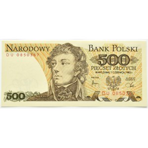 Polska, PRL, T. Kościuszko, 500 złotych 1982, seria DU, Warszawa, UNC