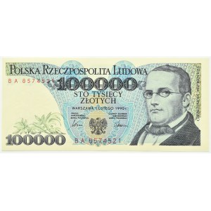 Polsko, III RP, St. Moniuszko, 100000 zlotých 1990, série BA, Varšava, UNC