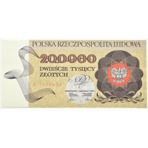 Poland, People's Republic of Poland, Warsaw, 200000 zloty 1989, series A, Warsaw, UNC
