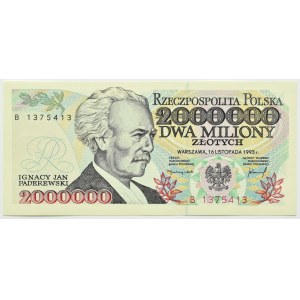 Polska, III RP, I. J. Paderewski, 2000000 złotych 1993, seria B, Warszawa, UNC