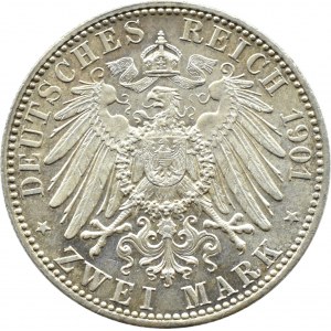 Německo, Prusko, Wilhelm II, 2 marky 1901 A, Berlín, UNC-.