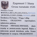 Zikmund I. Starý, penny 1535, Toruń OKAZOWY