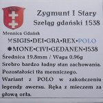 Zikmund I. Starý, šilink 1538, Gdaňsk