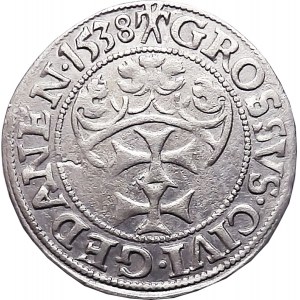 Sigismund I the Old, penny 1538, Gdansk PRVS BEAUTIFUL