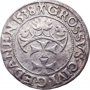 Sigismund I the Old, penny 1538, Gdansk PRVSS BEAUTIFUL