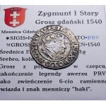 Zygmunt I Stary, grosz 1540, Gdańsk PRV