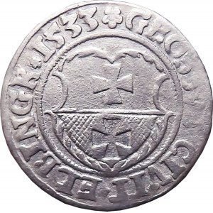 Sigismund I the Old, penny 1533, Elblag, BEAUTIFUL