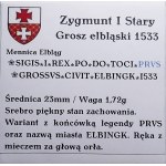 Zikmund I. Starý, groš 1533, Elbląg, KRÁSNÝ