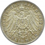 Německo, Prusko, Wilhelm II, 3 marky 1912 A, Berlín