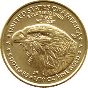 USA, $5 2022, 1/10 ounce gold, UNC