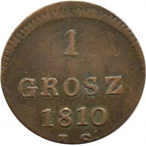 Varšavské knížectví, penny 1810 I. S., Varšava, otisknutý destruktor