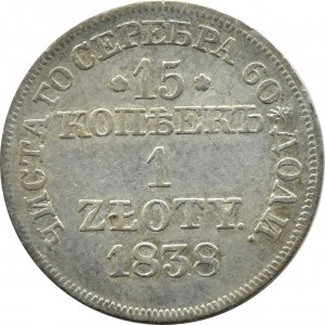Nicholas I, 15 kopecks/1 zloty 1838 MW, Warsaw