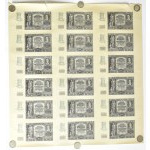 Polsko, Generální gouvernement, arch nestříhaných bankovek v nominální hodnotě 20 zlotých 1940
