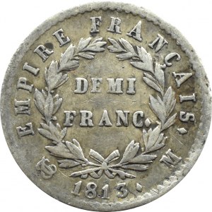 Francie, Napoleon I. Bonaparte, 1/2 franku 1813 M, Toulouse