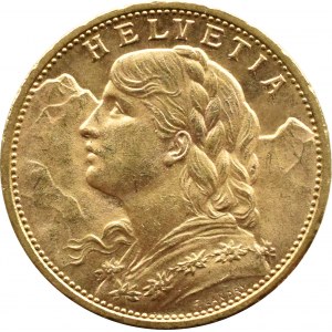 Švýcarsko, Heidi, 20 franků 1915, Bern, stará ražba