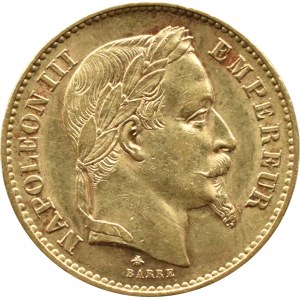 Francie, Napoleon III, 20 franků 1868 A, Paříž