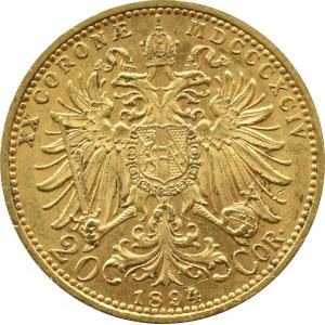 Austria-Hungary, Franz Joseph I, 20 crowns 1894, Vienna